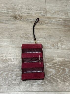 Michael Kors Burgundy and Dark Red Wristlet Wallet